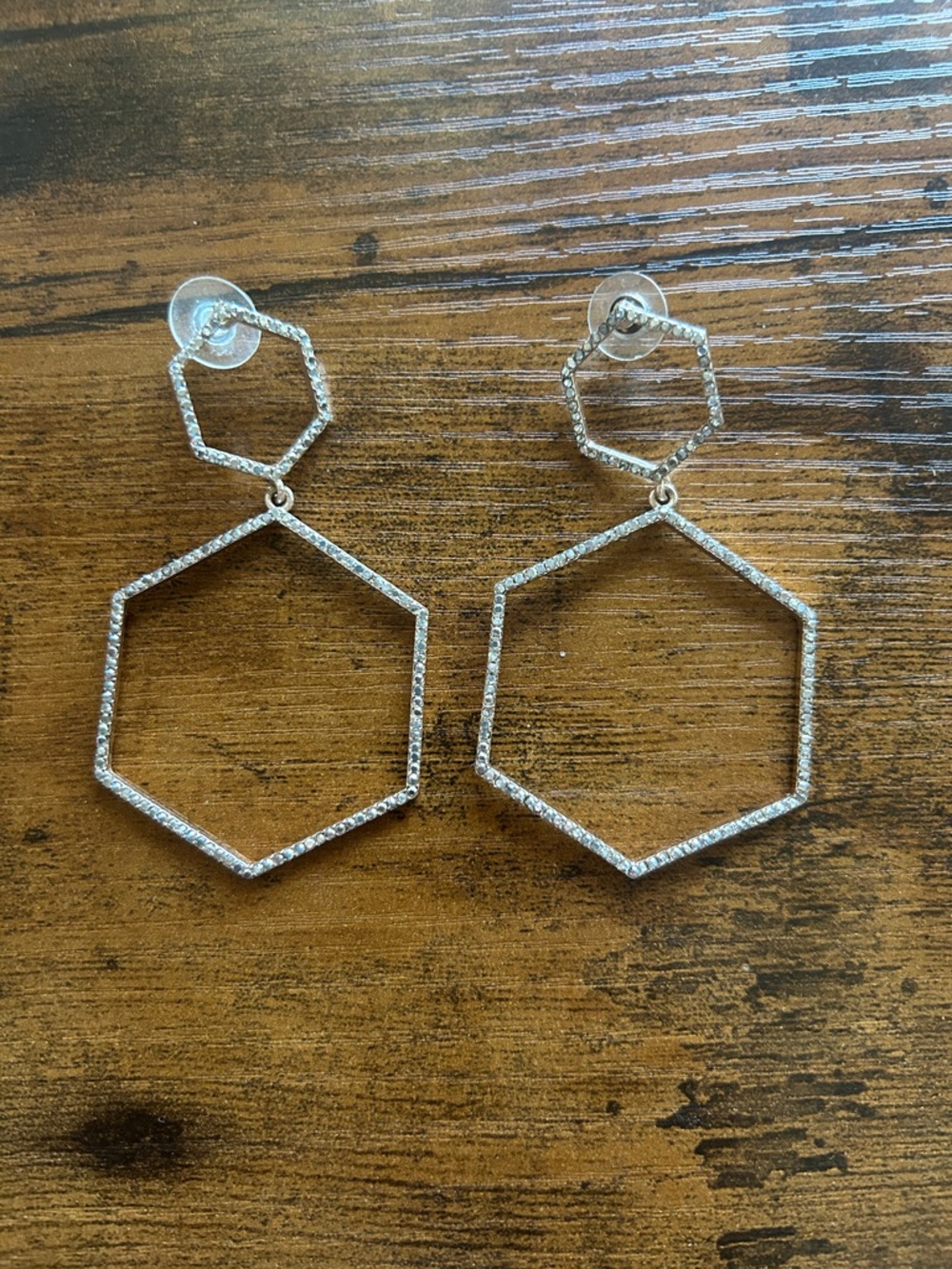 Nordstrom Silver-Tone Double Hexagon Drop Earrings